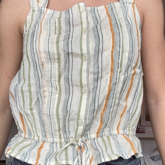 Boho Stripped Tie Button Shirt - Picture 3 of 3